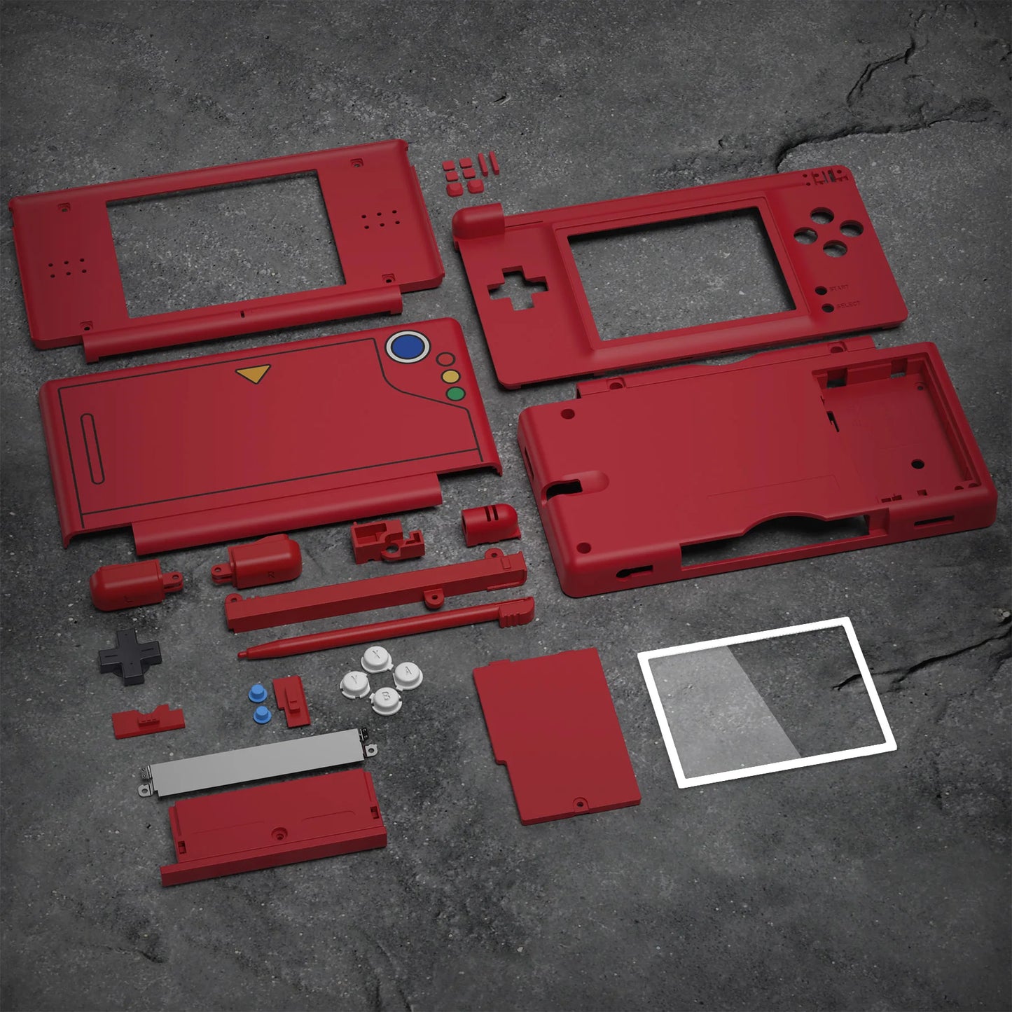 eXtremeRate Nintendo DS Lite Shell Monster Index – Full Housing Replacement Case with Buttons & Screen Lens