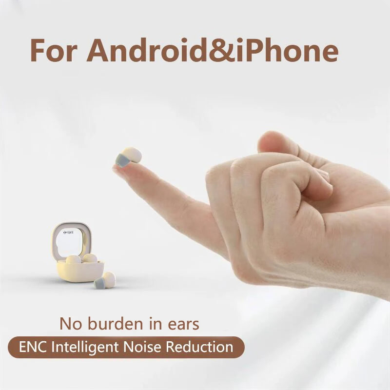 SK Mini Wireless Bluetooth Earbuds 2024 – Invisible Small Headphones with Deep Bass for Sport, Sleep, Work & Class