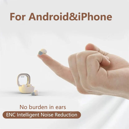 SK Mini Wireless Bluetooth Earbuds 2024 – Invisible Small Headphones with Deep Bass for Sport, Sleep, Work & Class