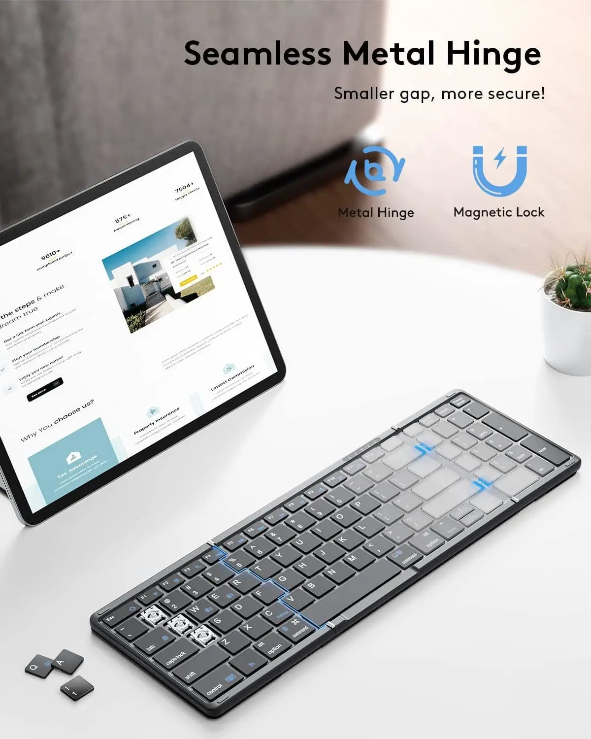 Foldable Bluetooth Keyboard with Numeric Keypad – Full-Size Wireless, Rechargeable & Portable