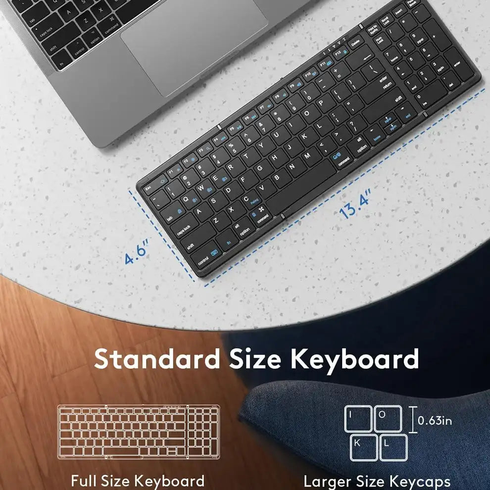 Foldable Bluetooth Keyboard with Numeric Keypad – Full-Size Wireless, Rechargeable & Portable