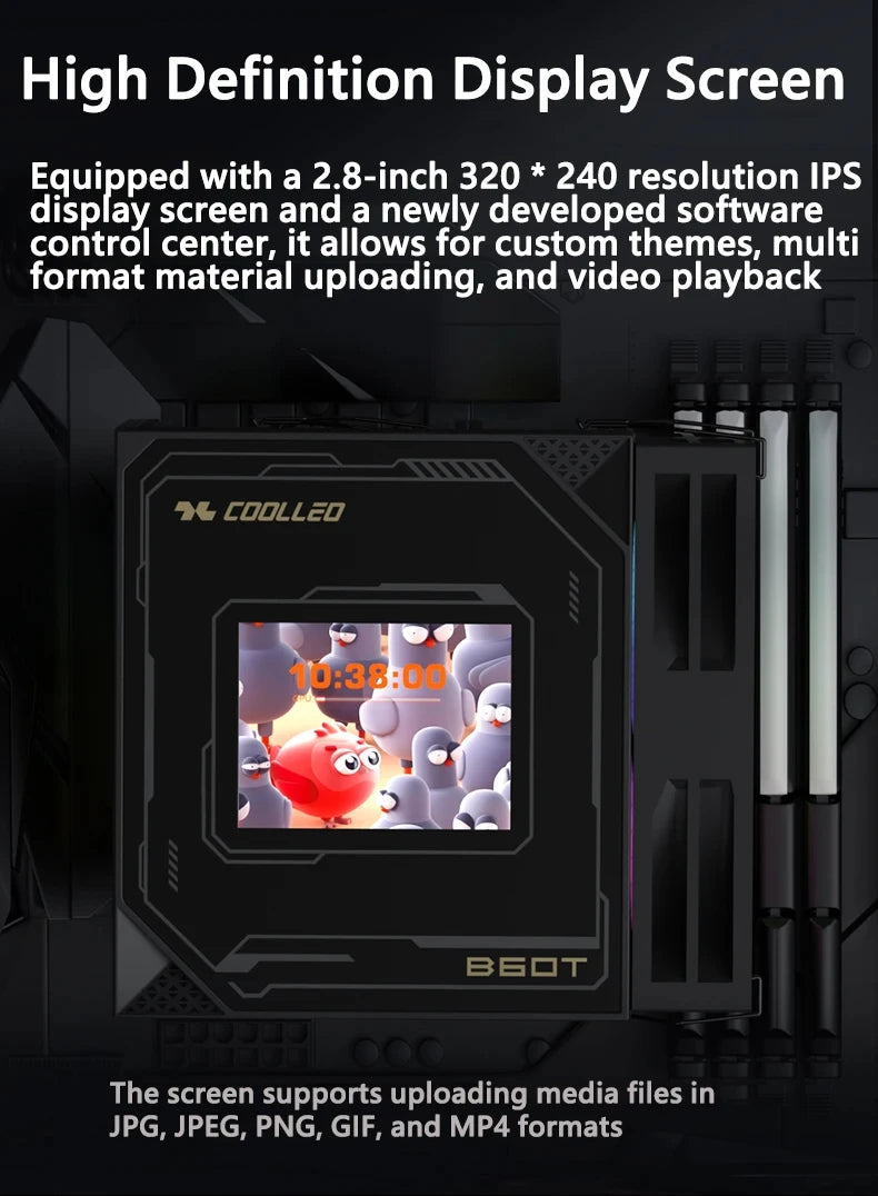 COOLLEO B60T LCD CPU Cooler – Dual-Tower Air Cooling with 2.8