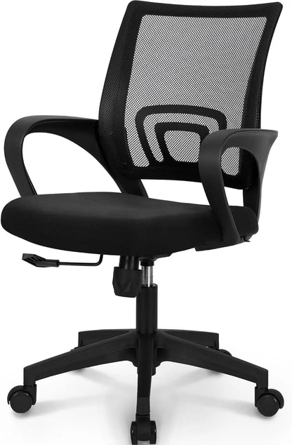 Black Mesh Gaming Office Chair – Mid Back Ergonomic Task Chair with Lumbar Support & Adjustable Height