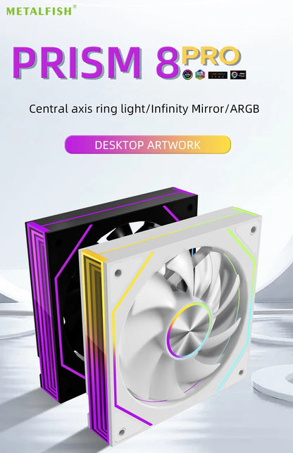 METALFISH PRISM 8 PRO 120mm ARGB Case Fan – Quiet 1200RPM Cooling | 5V 3-Pin Sync