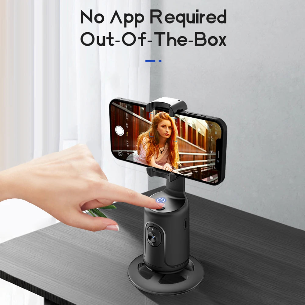 360° Auto Tracking Gimbal Selfie Stick Tripod – AI Face Tracking Phone Holder for Live Streaming & Video