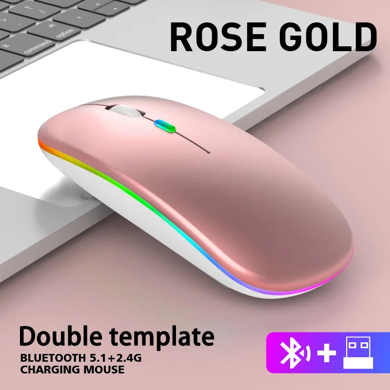 Dual Mode Bluetooth Wireless Mouse | Rechargeable LED Laptop Mouse
