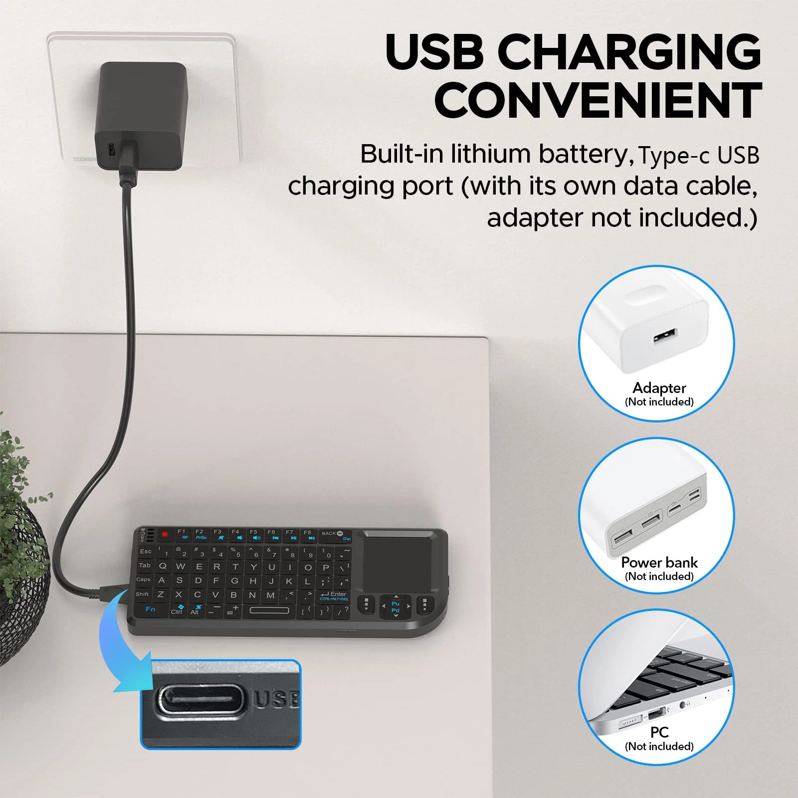 MRSVI A8 Mini Wireless Keyboard with Touchpad – 2.4G Backlit Air Mouse for Android TV & PC