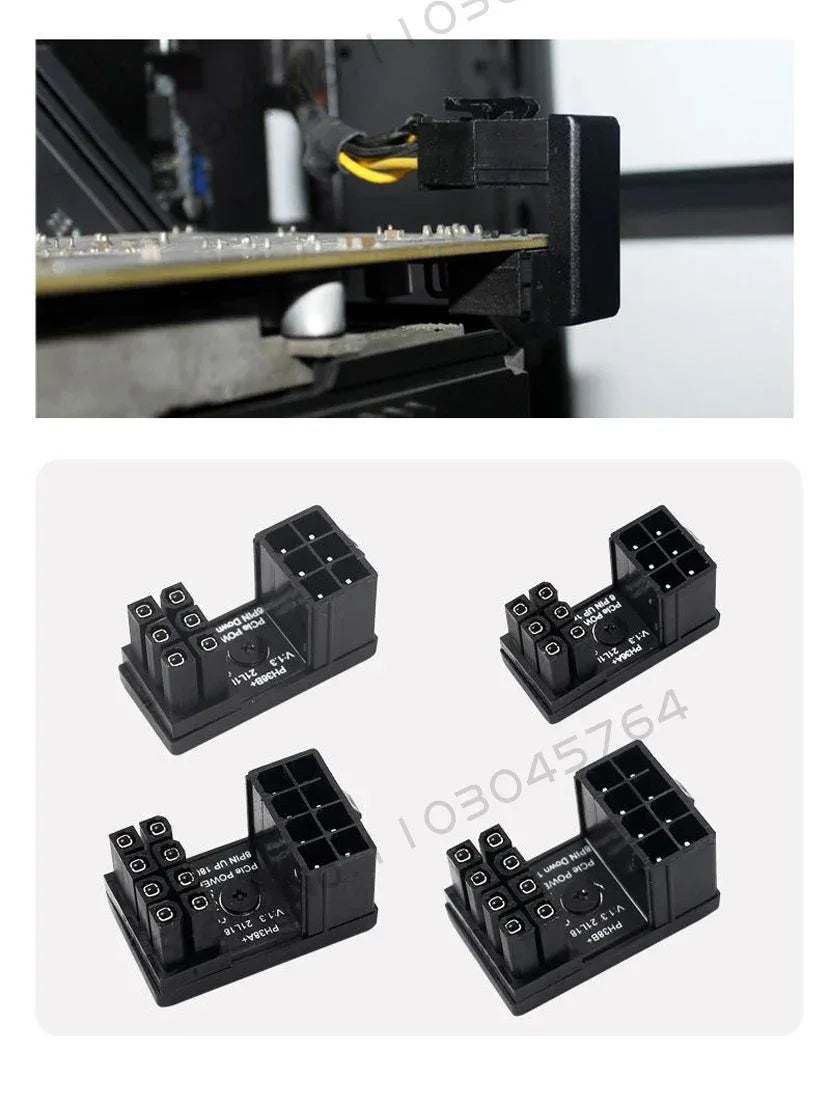 Graphics Card Power Supply Adapter Elbow 180° – PCI-E 6Pin / 8Pin Rotating Connector - TechTastic Treasures