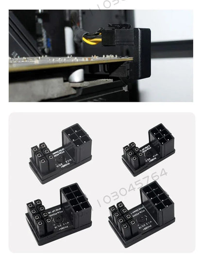 Graphics Card Power Supply Adapter Elbow 180° – PCI-E 6Pin / 8Pin Rotating Connector - TechTastic Treasures