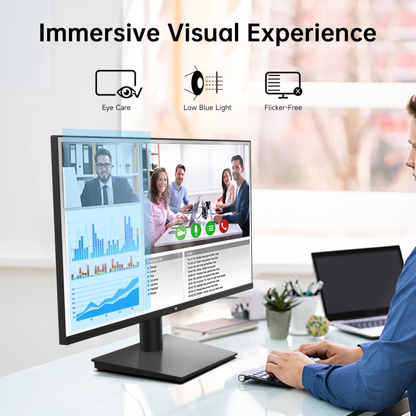 24" 1080P 100Hz Monitor – FreeSync, HDR10, ZeroFrame Design | HDMI, VGA, Earphone Port