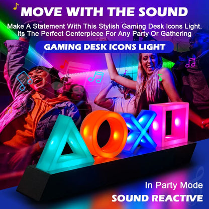 Game Icon LED Neon Light for PS4 / PS5 – Voice Control Gaming Atmosphere Lamp USB/Battery Powered