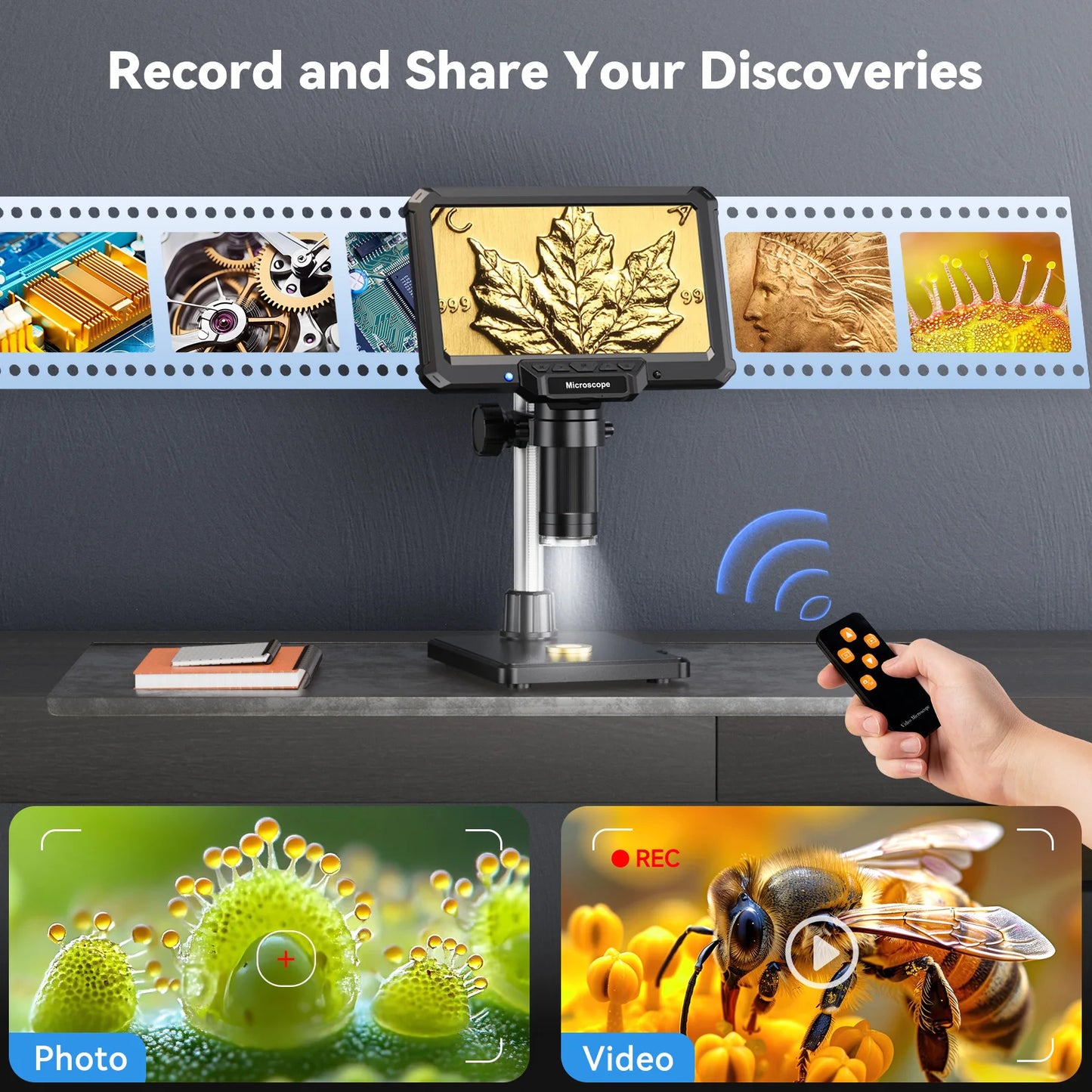 7 Inch Digital Microscope 1200X 16MP – HD Electronic Magnifier for PCB Soldering, Phone Repair & Inspection