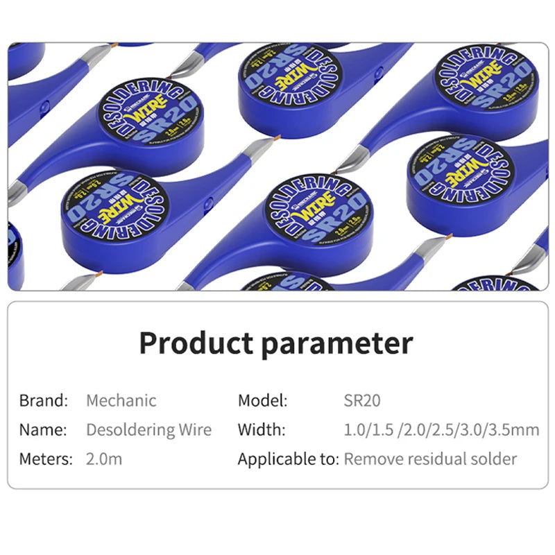 MECHANIC SR20 Desoldering Braid | Solder Wick Tin Remover 1.0–3.5mm