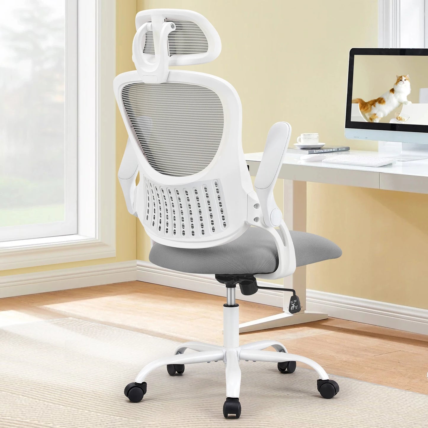 JHK Ergonomic Office Chair Mesh – Adjustable Headrest, Lumbar Support & Flip-Up Arms Desk Chair for Home Office