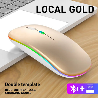 Dual Mode Bluetooth Wireless Mouse | Rechargeable LED Laptop Mouse