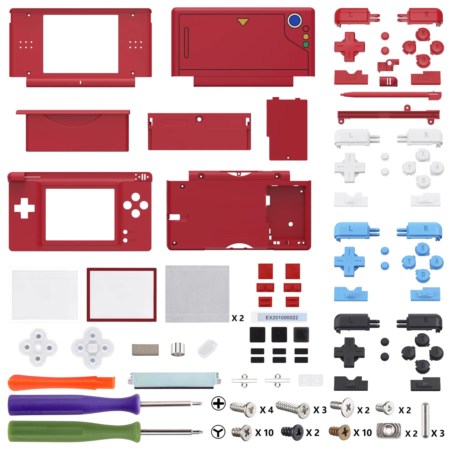 eXtremeRate Nintendo DS Lite Full Housing Shell – Replacement Case Cover with Buttons & Screen Lens for NDSL