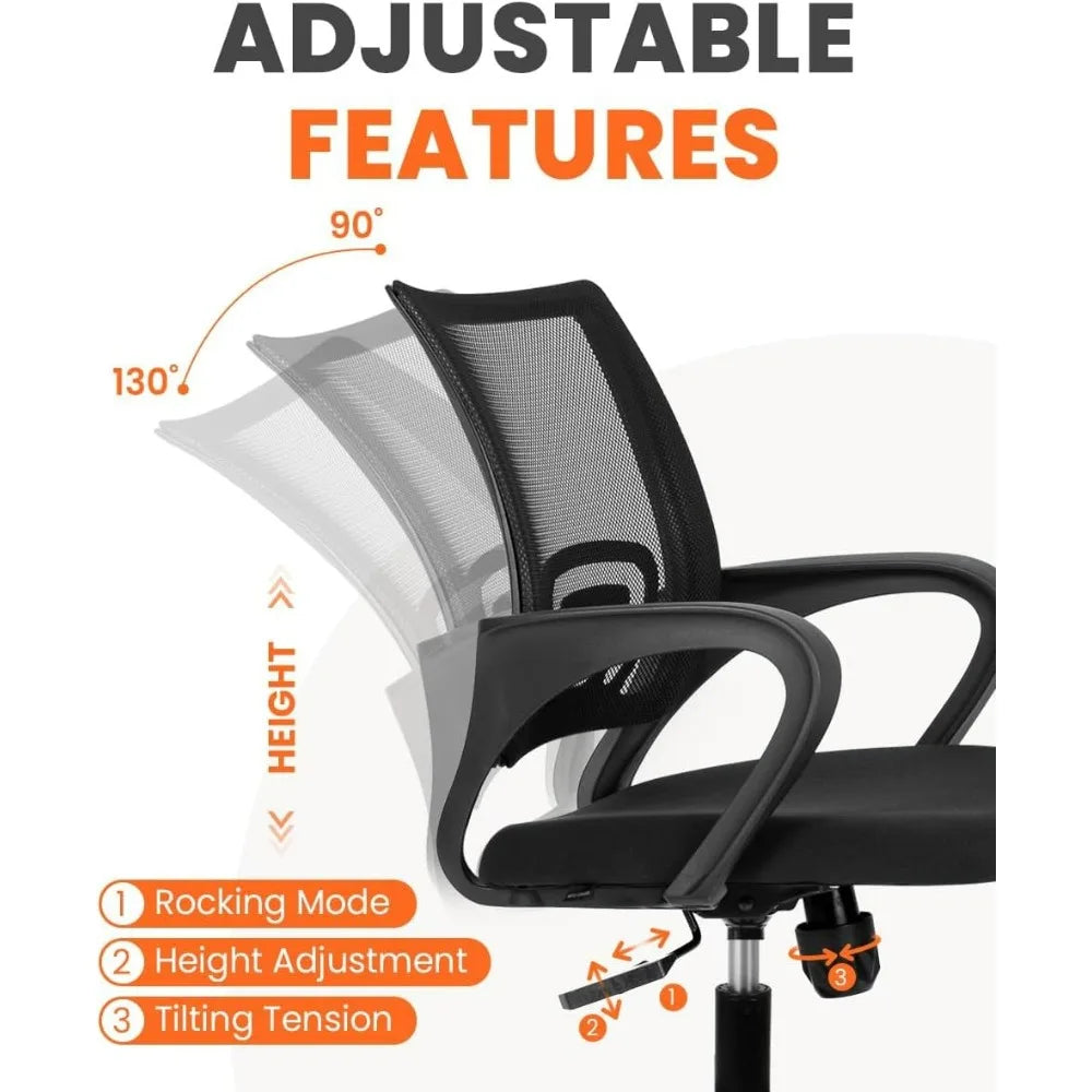 Black Mesh Gaming Office Chair – Mid Back Ergonomic Task Chair with Lumbar Support & Adjustable Height