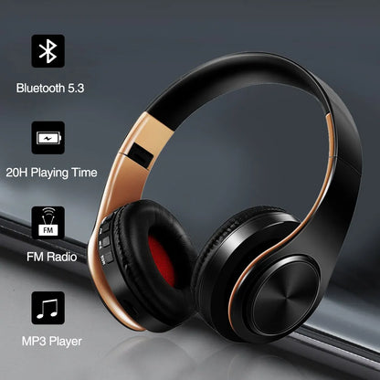 HiFi Stereo Bluetooth Headphones with FM Radio & SD Card – Wireless Music Headset with Mic for iPhone, Samsung, Xiaomi & Tablets