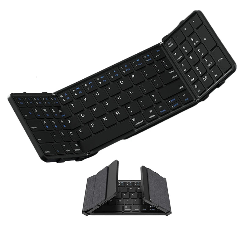 Foldable Bluetooth Keyboard with Numeric Keypad – Full-Size Wireless, Rechargeable & Portable