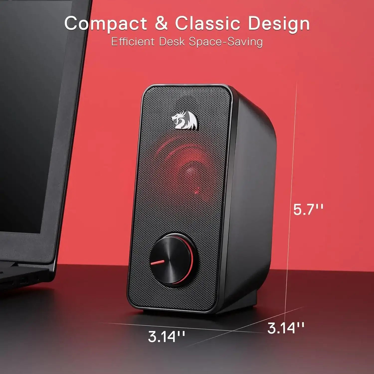 Redragon GS500 Stentor USB PC Gaming Speakers – 2.0 Channel Stereo Desktop Speakers with Backlight - TechTastic Treasures