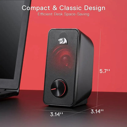 Redragon GS500 Stentor USB PC Gaming Speakers – 2.0 Channel Stereo Desktop Speakers with Backlight - TechTastic Treasures