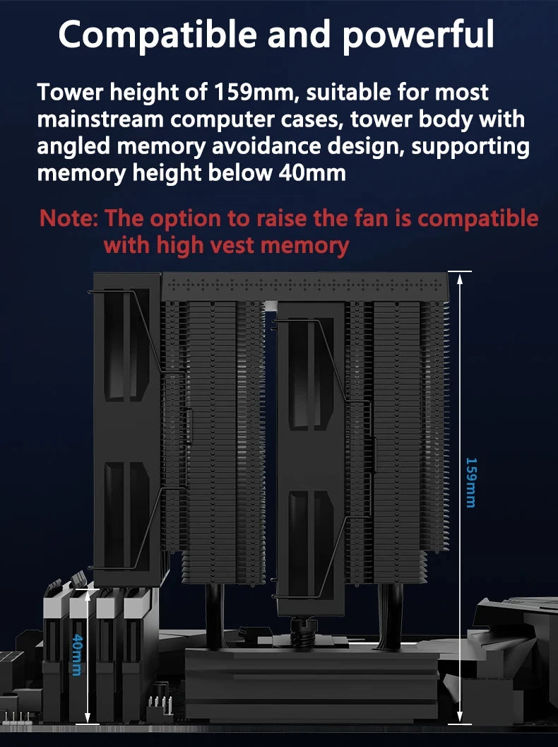 COOLLEO B60T LCD CPU Cooler – Dual-Tower Air Cooling with 2.8