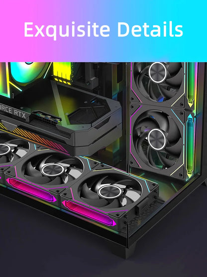 Coolcirc DL-2 Modular Wireless Splicing 120mm ARGB Fan – Infinite Mirror Lighting | Premium PC Case Cooling