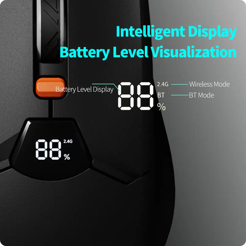 Wireless Bluetooth Mouse with Digital Battery Display – Silent Ergonomic Mouse | 2.4G & Bluetooth 5.0
