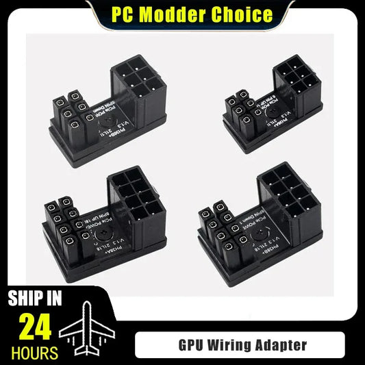 Graphics Card Power Supply Adapter Elbow 180° – PCI-E 6Pin / 8Pin Rotating Connector - TechTastic Treasures