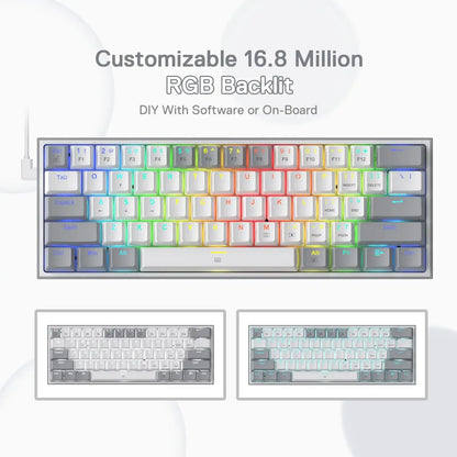 Redragon K617 Fizz 60% Mechanical Keyboard | RGB Hot-Swap Red Switch