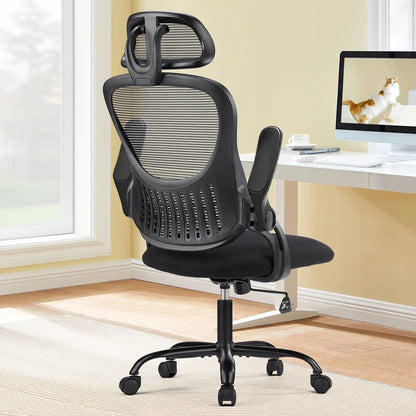 JHK Ergonomic Office Chair Mesh – Adjustable Headrest, Lumbar Support & Flip-Up Arms Desk Chair for Home Office