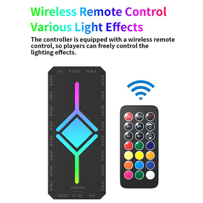 TEUCER 5V 3-Pin ARGB Fan Hub | 1-to-9 PWM Splitter SATA Powered