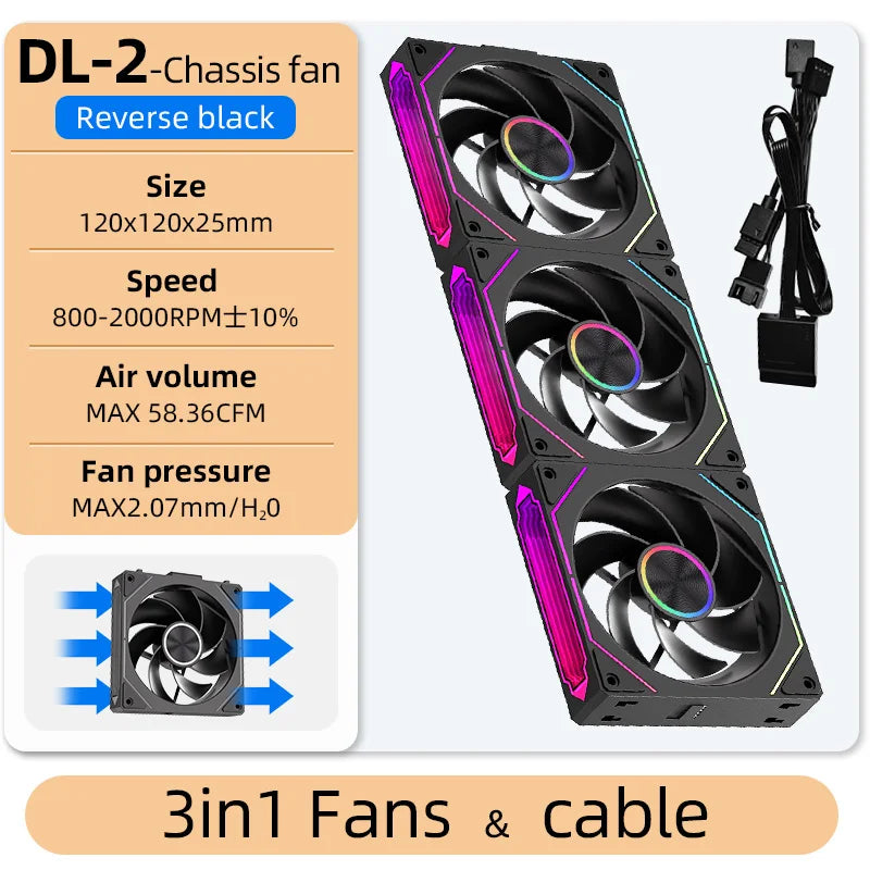 Coolcirc DL-2 Modular Wireless Splicing 120mm ARGB Fan – Infinite Mirror Lighting | Premium PC Case Cooling