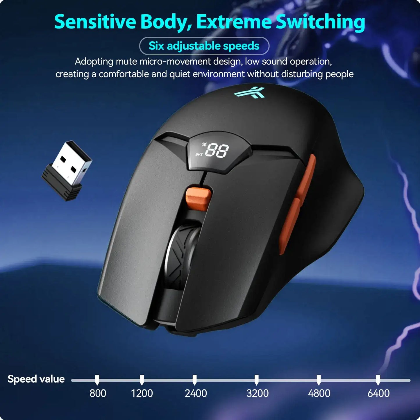 Wireless Bluetooth Mouse with Digital Battery Display – Silent Ergonomic Mouse | 2.4G & Bluetooth 5.0