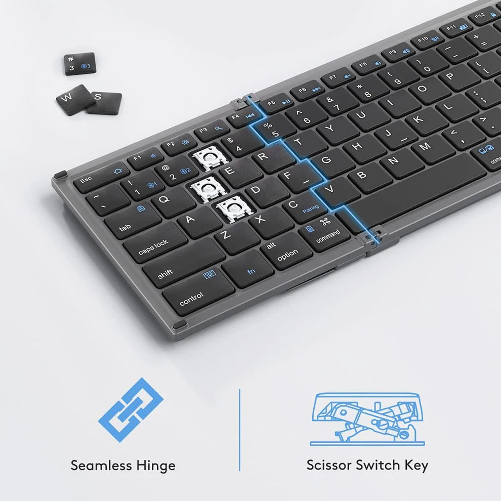 Foldable Bluetooth Keyboard with Numeric Keypad – Full-Size Wireless, Rechargeable & Portable