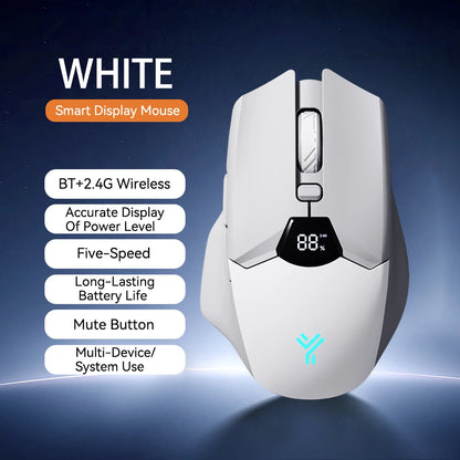 Wireless Bluetooth Mouse with Digital Battery Display – Silent Ergonomic Mouse | 2.4G & Bluetooth 5.0