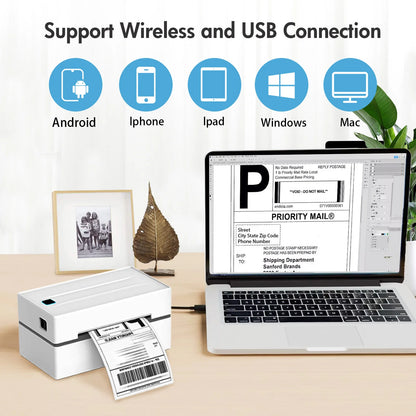 Portable Thermal Label Printer 4x6 – Bluetooth USB Shipping Label Printer 203 DPI No Ink for Small Business