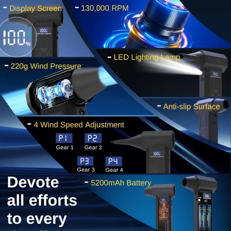 120,000 RPM Electric Air Duster Blower – Cordless High-Speed Cleaning Tool for PC, Car, and Home