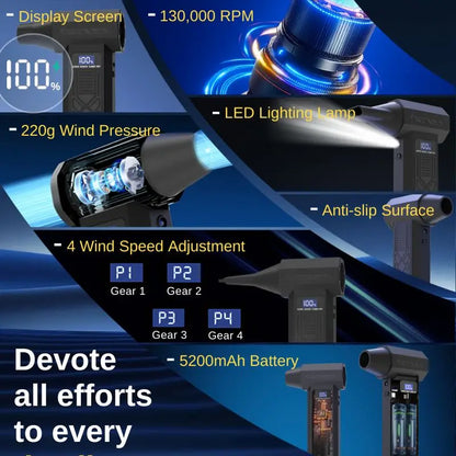 120,000 RPM Electric Air Duster Blower – Cordless High-Speed Cleaning Tool for PC, Car, and Home