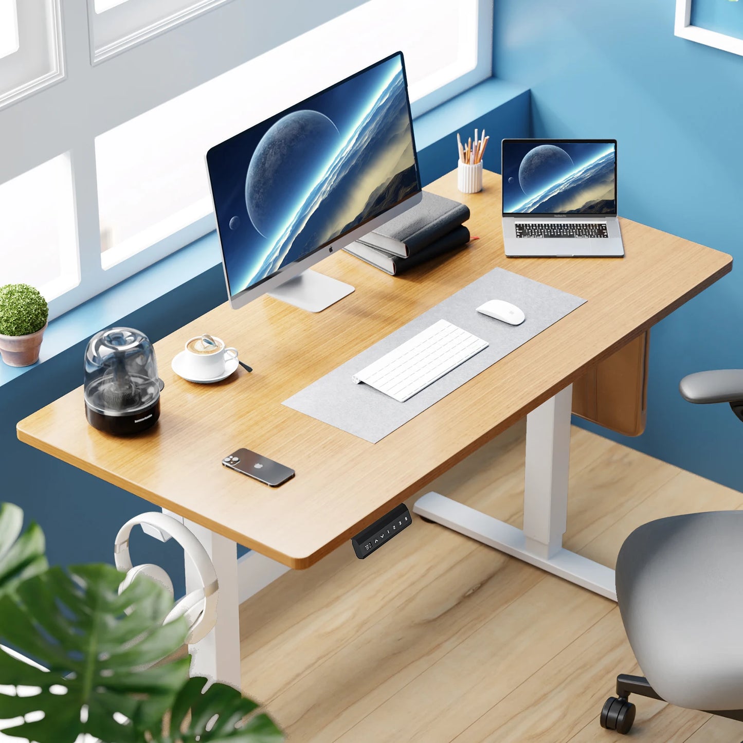 JHK Electric Standing Desk 40x24 – Height Adjustable Sit Stand Computer Desk Ergonomic Workstation