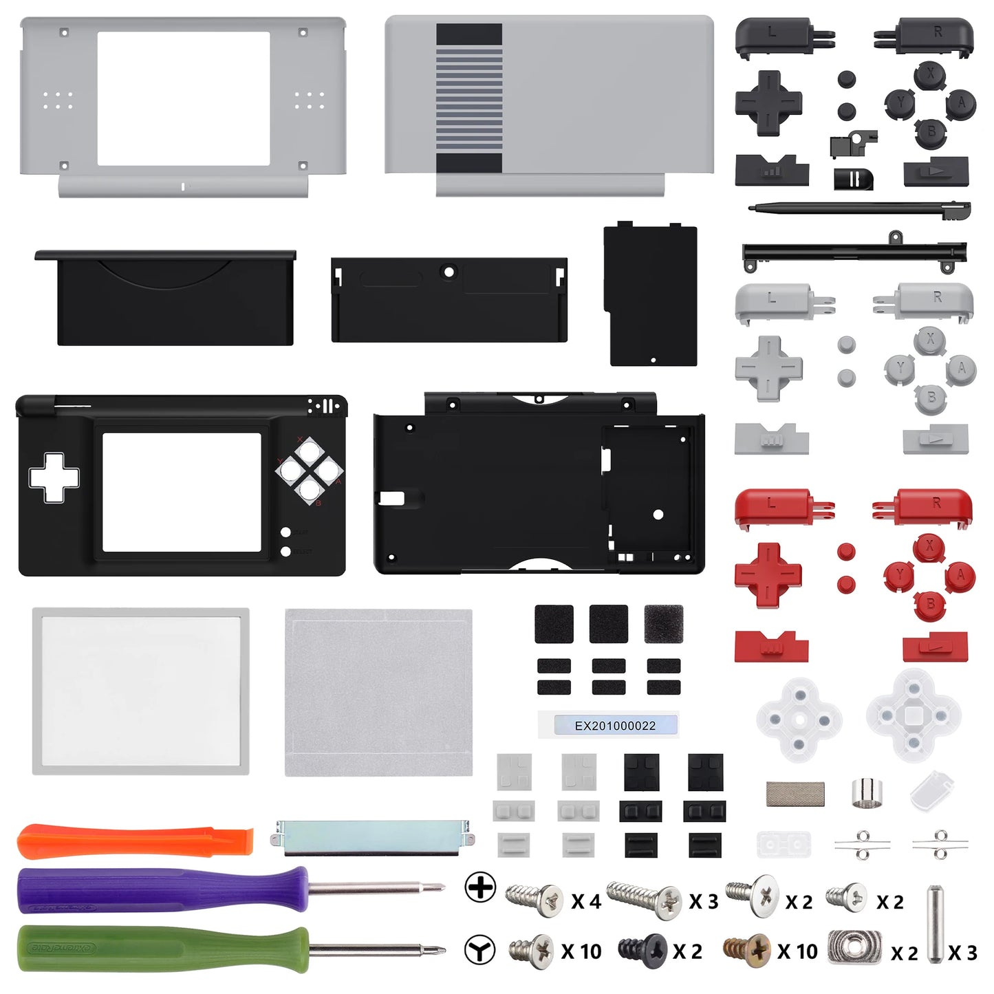 eXtremeRate Nintendo DS Lite Full Housing Shell – Replacement Case Cover with Buttons & Screen Lens for NDSL