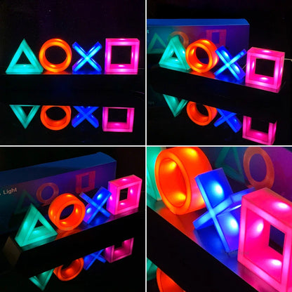 Game Icon LED Neon Light for PS4 / PS5 – Voice Control Gaming Atmosphere Lamp USB/Battery Powered