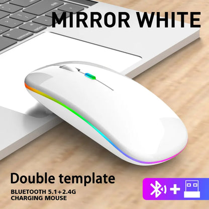 Dual Mode Bluetooth Wireless Mouse | Rechargeable LED Laptop Mouse