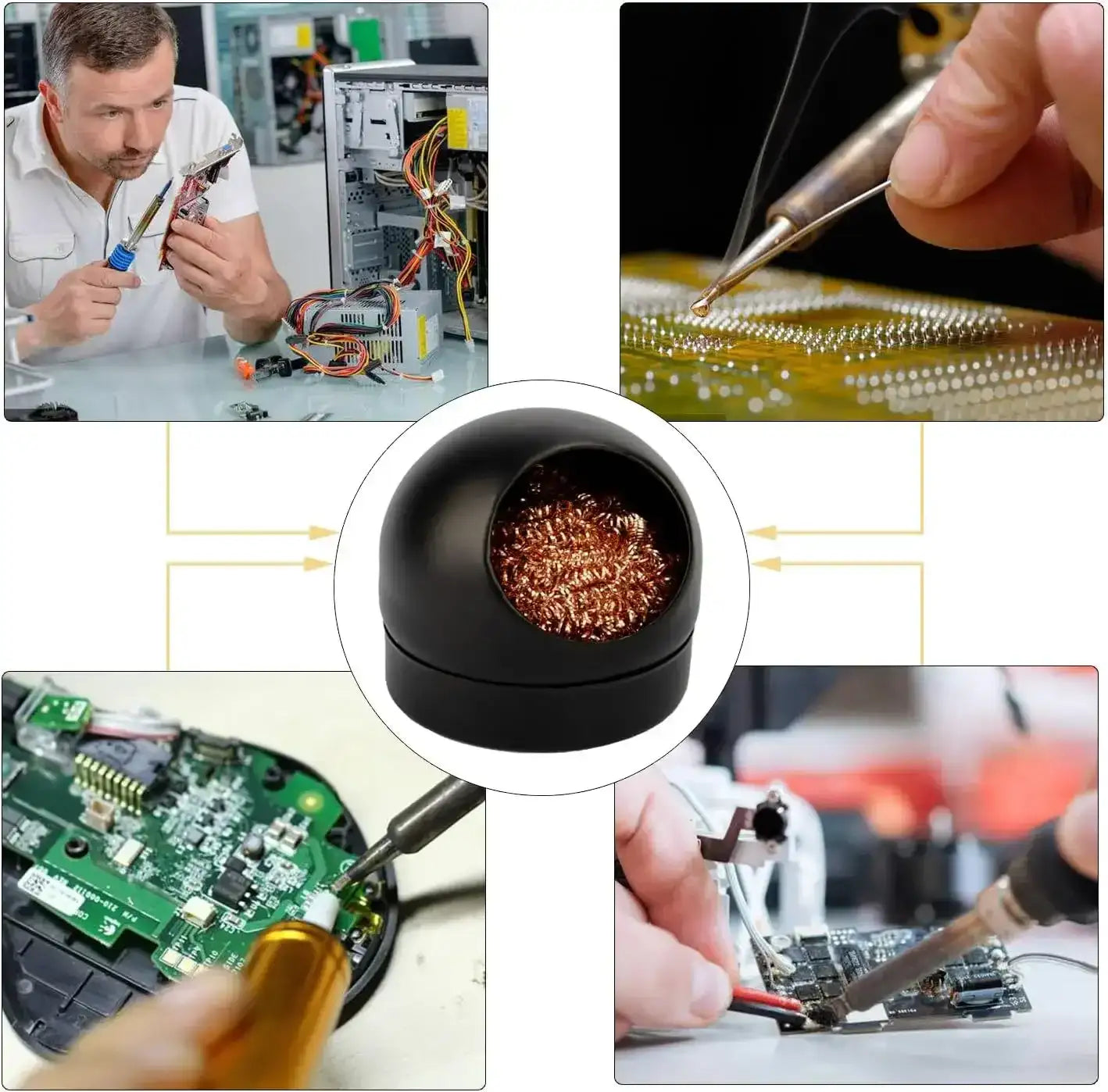 Soldering Iron Tip Cleaner | Steel Wool Cleaning Ball with Metal Stand