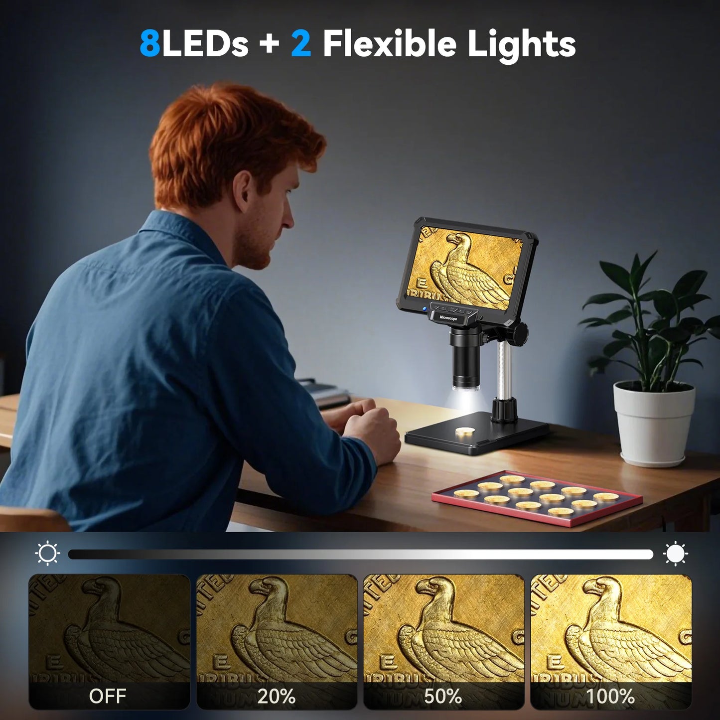 7 Inch Digital Microscope 1200X 16MP – HD Electronic Magnifier for PCB Soldering, Phone Repair & Inspection