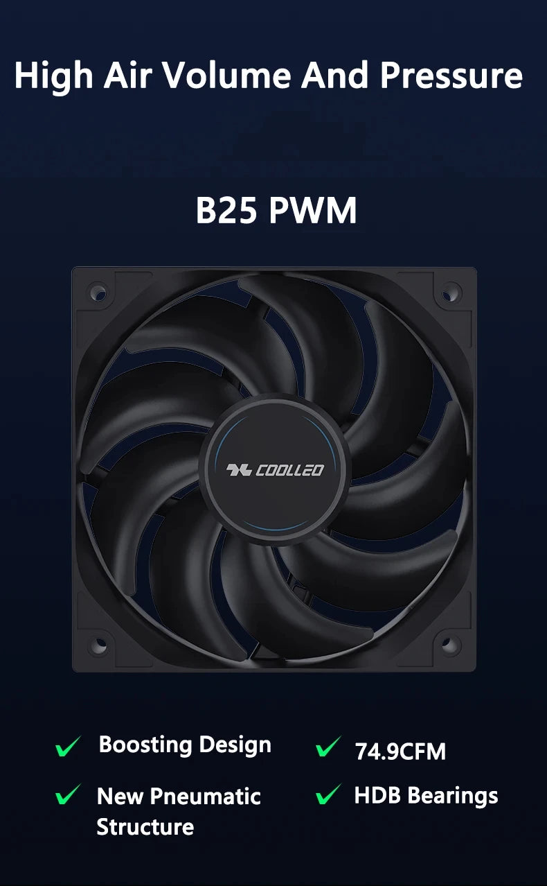 COOLLEO B60T LCD CPU Cooler – Dual-Tower Air Cooling with 2.8
