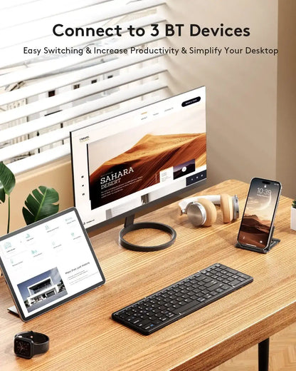 Foldable Bluetooth Keyboard with Numeric Keypad – Full-Size Wireless, Rechargeable & Portable