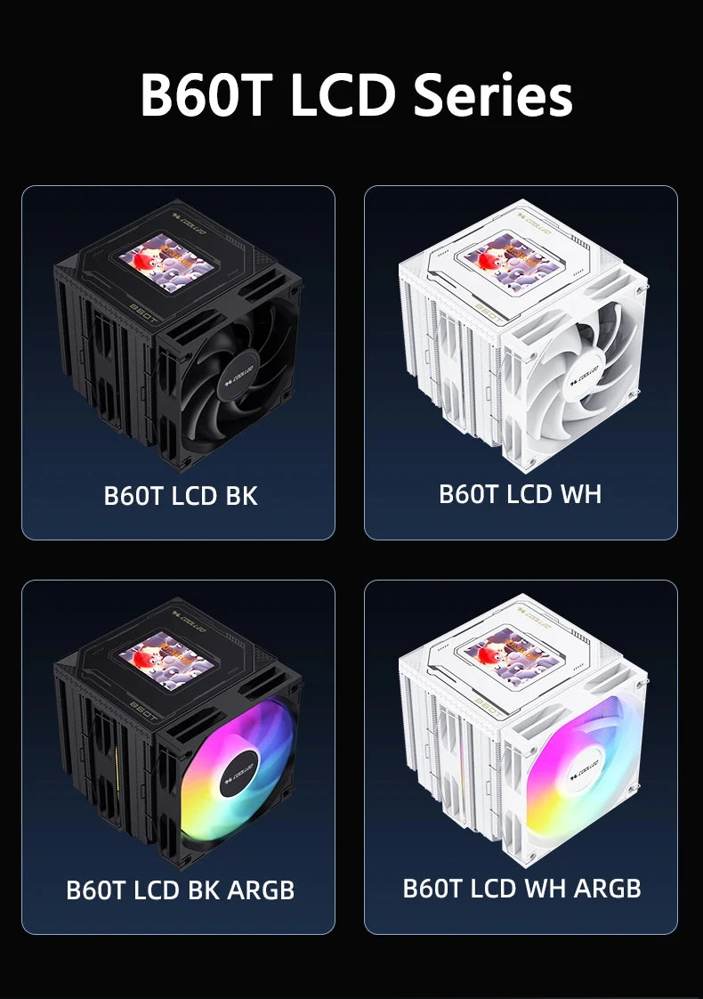 COOLLEO B60T LCD CPU Cooler – Dual-Tower Air Cooling with 2.8