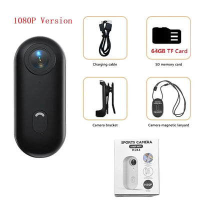 4K Mini Body Camera 64GB Wearable Action Cam – Waterproof Thumb Camcorder with Audio & Video Recording