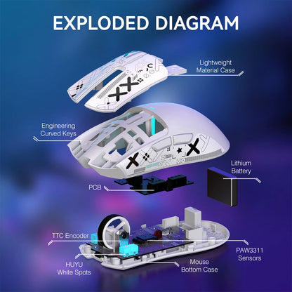ATTACK SHARK X11 Wireless Gaming Mouse – 22K DPI PAW3311 Sensor RGB Lightweight Rechargeable Mouse